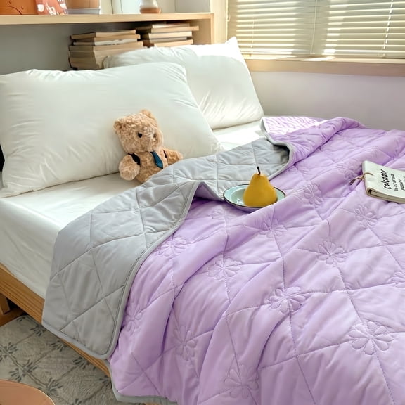 1pc Cooling Summer Blanket, Single Pack Soft Skin-Friendly Thin Throw Blanket for Bedroom Dorm & Air Condition Room,Taro Purple,Throw,Size:39.37"*59.06"