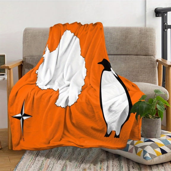 1pc Cooper & Tucker's Antarctica Flag Proposal Flannel Blanket - Soft Lightweight 60"x50" with Penguin & Antarctic Design, All-Season Travel & Home Use, Contemporary Style Gift for Men & Women, Blank