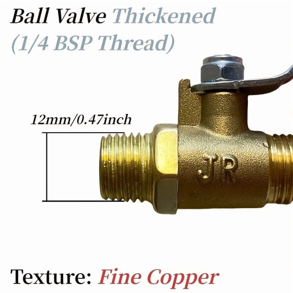 [1pc Copper Ball Valve] Copper 1pc Fine Ball Valve 1/4" BSP Screw Thread (12Mm/0.47Inch) | Double Thread Connector for Air Pump and Air Compressor | Large Pipe Diameter Water Pipe Switch