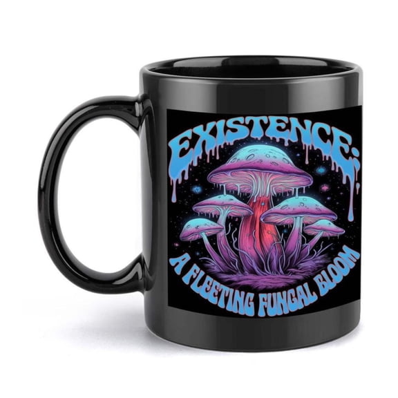 1pc Cosmic Mushroom Ceramic Mug 11oz 360ml Vibrant Pink Purple Floating Fungi Design Coffee Tea or as a Unique Party Favor Holiday Mug Artistic Mug Design Durable Ceramic Mug Coffee Mug