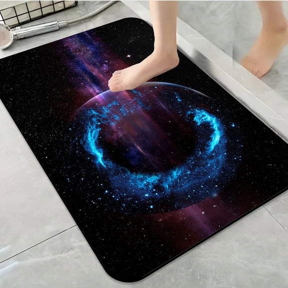 1pc Cosmic Planet with Nebula Bathroom Rug Bathroom Decor and Accessories- Durable,Anti Slip,And Quick Drying,Suitable For Indoor/outdoor Use - Perfect For Bathrooms,Bedrooms,Kitchens
