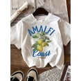 thumbnail image 1 of 1pc Cotton Amalfi Coast Italy Graphic Print Women's Casual Short Sleeve Crew Neck T-Shirt for All Seasons, 1 of 5