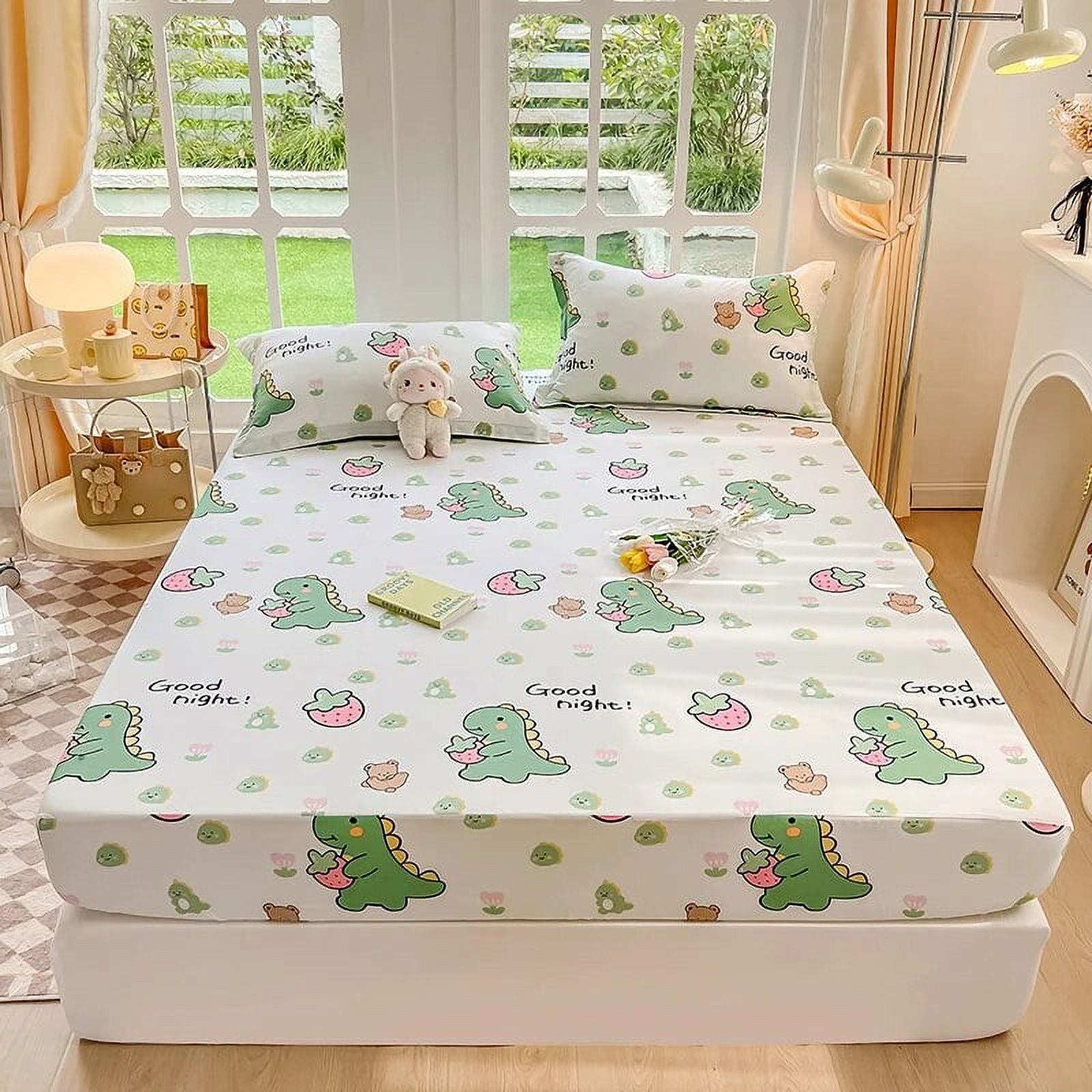 1pc Cotton Bed Fitted Sheet Printed Bedsheet Skinfriendly Bed Cover