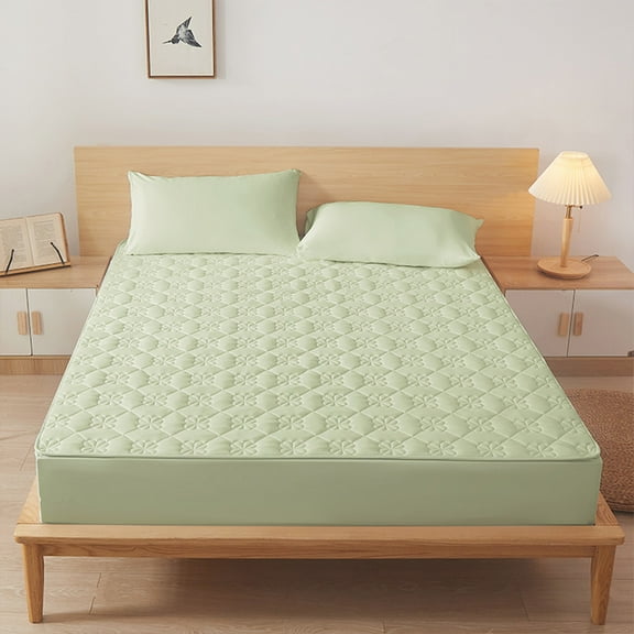 1pc Cotton Quilted Fitted Sheet Mattress Protector Winter Warm Breathable Non-slip Cover Skin-friendly Fabric Fits Most Mattresses Easy to Install and Clean for Home Use, 150*200 cm, By UKHCCC