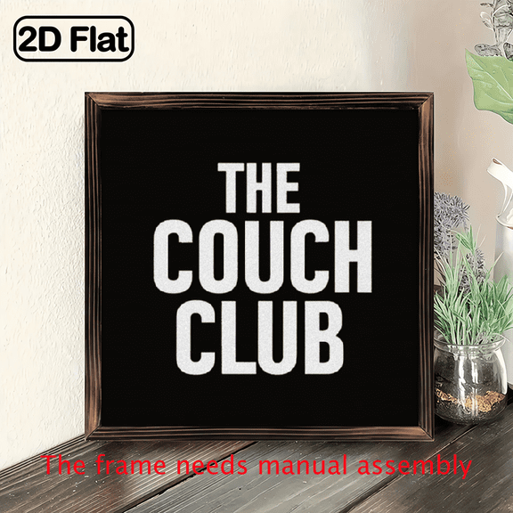 1pc The Couch Club 8x8 Inch Wood Wall Decor Sign - Bold White Lettering on Black, Caf Bar Tabletop Decoration, Tea Lover Gift for Women Men, Home Kitchen Dining Room Party Decor, Gallery