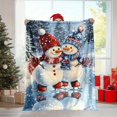 thumbnail image 1 of 1pc Cozy Christmas Snowman Skiing Blanket - Soft Flannel Throw with Festive Winter Scene, Warm Holiday Gift for Family & Friends, Perfect for Home, Travel, Office Decor, and Camping, Festive Bedding, 1 of 4