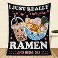 thumbnail image 1 of 1pc Cozy Ramen and Boba Blanket - Soft, Plush, Multi-Purpose Throw Blanket for Couch, Sofa, Office, Bed, Camping, Travel - Perfect Gift for All Seasons, 1 of 6