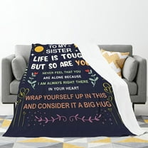 1pc Cozy Sister Gift Throw Blanket - "to My Sister" Message, Navy Blue Flannel with Starry Night & Floral Design, Perfect for Birthday, Mother's Day, Christmas