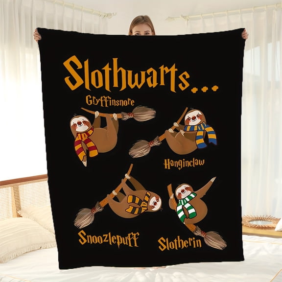 1pc Cozy Sloth Pattern Flannel Blanket Soft Warm and Plush Throw for Couch Sofa Office Bed Camping and Travel Multi Purpose Gift for All Seasons Perfect for Snuggling Up and Relaxation