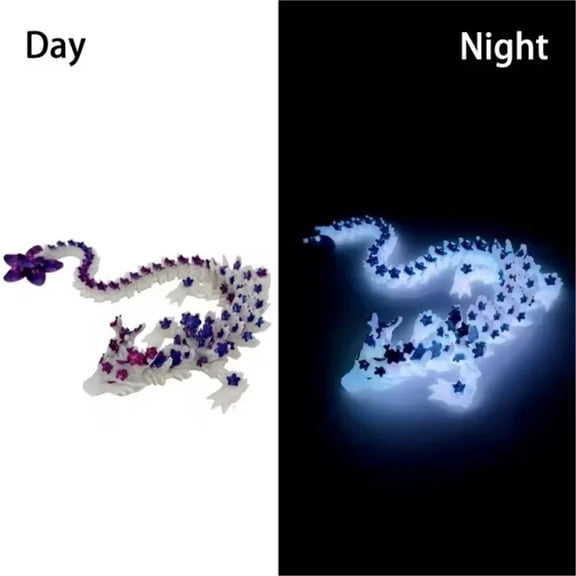 1pc Creative 3D Printed Chinese Sakura Dragon One-Piece Movable Joints, Glow-in-the-Dark Articulated Figurine