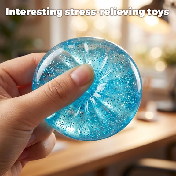1pc Creative Bun Squishy - 1.97" Glitter Stress Relief Fidget, Funny Decompression Rubber Charm for Adults, Random Style
