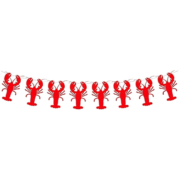 1pc Creative Cartoon Lobster Banner Garland 82.68in Party Festival Hanging Decor Seafood BBQ Theme for Family Gathering Restaurant Outdoor Decoration