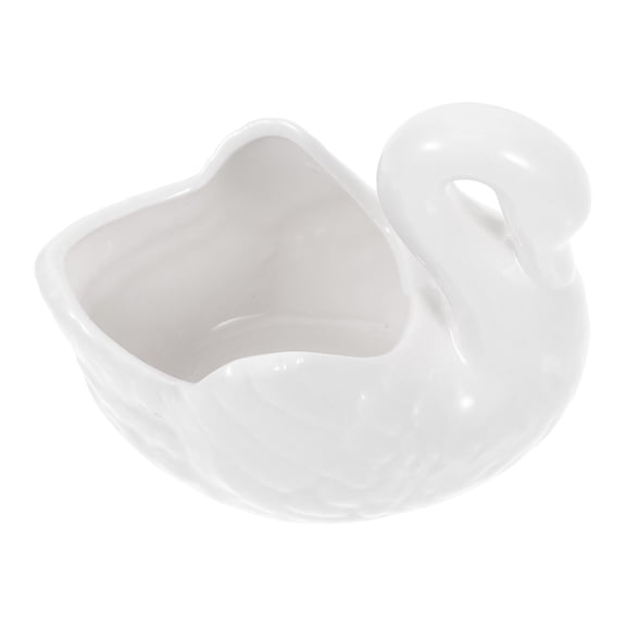 White Swan Ceramic Flowerpot Planter for Cactus and , Decorative 1pc Pot for Home and Office Decor