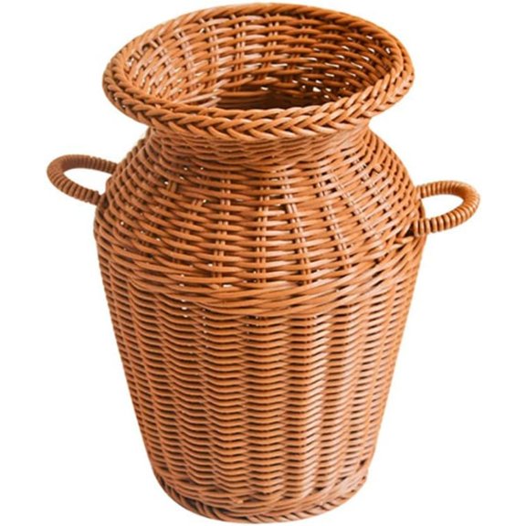1pc Creative Handwoven Rattan Flower Basket for Flower Arrangements (Light Brown) - Rustic Decorative Wicker Basket for Home Decor, Weddings, and Special Events Imitation Rattan Vase Brown