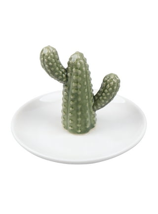Cactus Jewelry Storage Holder Desktop Ornament Wooden Creative Gifts
