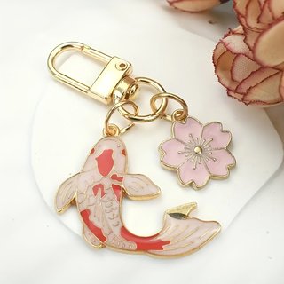 1pc Creative New Haruhi Sakura Koi Keychain Cartoon-Looking Mini Simulation Koi Model Key Ring Good-Looking Mobile Phone Backpack Hanging Ornaments Suitable for Men And Women'S Daily Wear Beautiful
