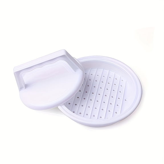 1pc Creative Non-Stick Round Press Burger Maker | Plastic Meat Patty Mold for Beef, Cheese, Vegetables, Ideal for Outdoor Picnic BBQ Kitchen Accessory