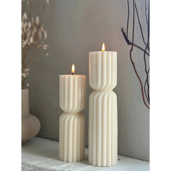 1pc Creative Nordic Minimalist Striped Scented Candle Handmade Solid Geometric Cylinder Candle Suitable For Candle Decor Candle Gift Soy Wax Candle Candle Set Birthd