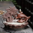 thumbnail image 1 of 1pc Creative Purple Clay Beach, Wave, Coconut Tree and Dolphin Design Backflow Incense Burner Home Decor Craft (Without Incense）, 1 of 6