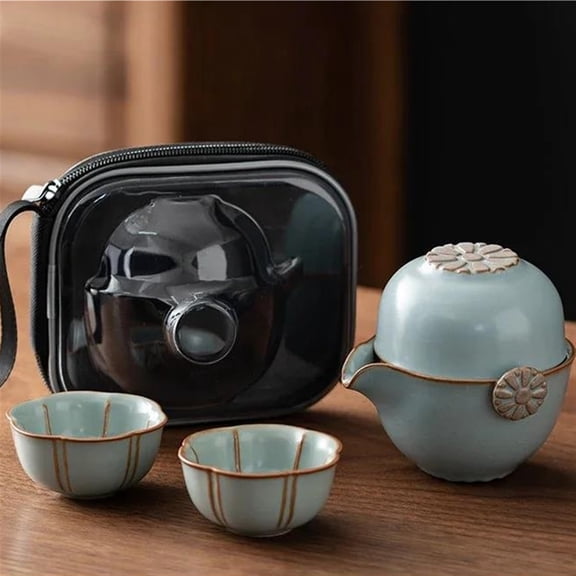 1pc Creative Travel Tea Set 130ML One Pot Three Cups Quick Guest Kung Fu Outdoor Portable Ceramic Household Items Teapot Tea Cup