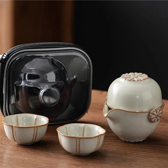 1pc Creative Travel Tea Set 130ML One Pot Three Cups Quick Guest Kung Fu Outdoor Portable Ceramic Household Items Teapot Tea Cup