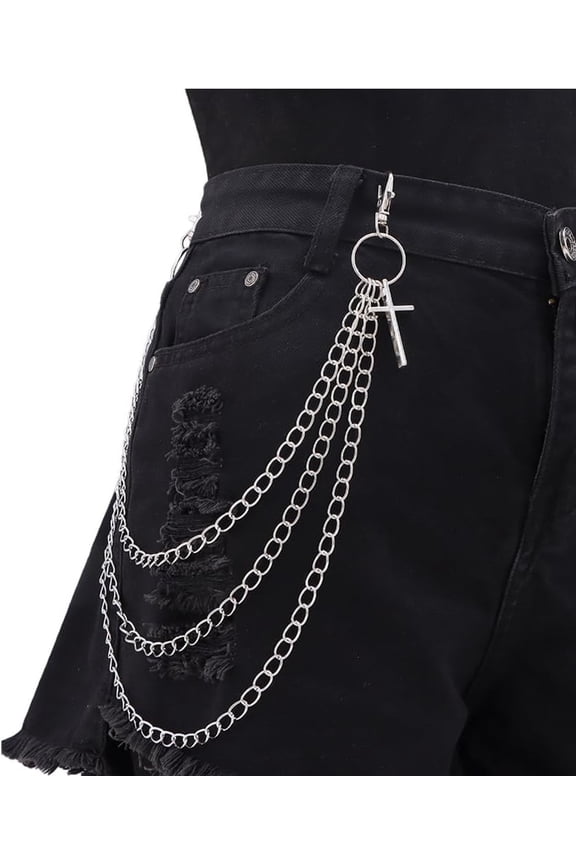 1pc Cross Alloy 3 Layer Chain Belts for Pants 465mm