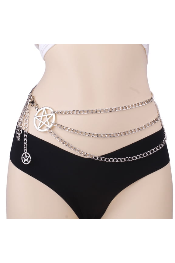 1pc Cross-Border Accessories Punk Hip-Hop Multi-Layer Waist Chain Spicy Girl Versatile Pentagram Body Chain Female