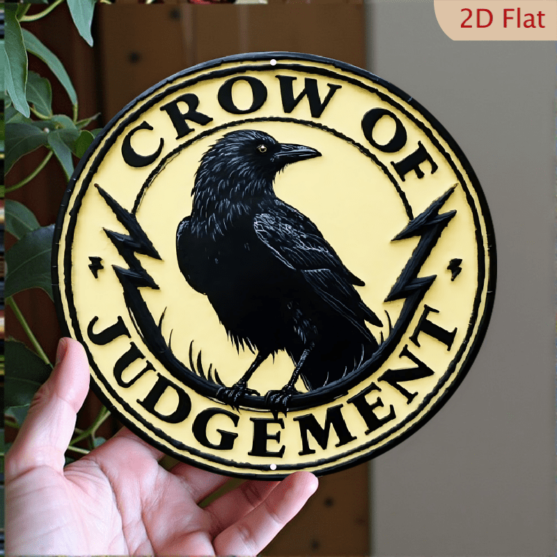 1pc Crow of Judgement Metal Wall Decor - Black Raven with Lightning ...