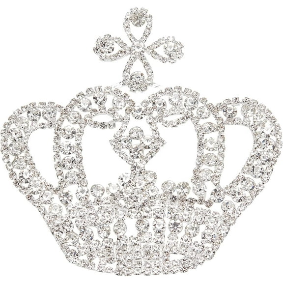 1pc Crown Rhinestone Patches Crown Sewing on Appliques 90x90x4 mm Crystal Rhinestone Applique Glitter Applique Patch for Wedding Dress Prom Dress Bridesmaid Dress
