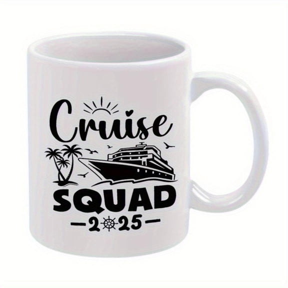 1pc Cruise Ceramic Coffee Mug Funny Cruise Lover Cup with Cruise Ship Trees Sunbeam Design Ideal Cruise Enthusiasts Birthday Anniversary Housewarming Travel Themed Decor Kitchen Of