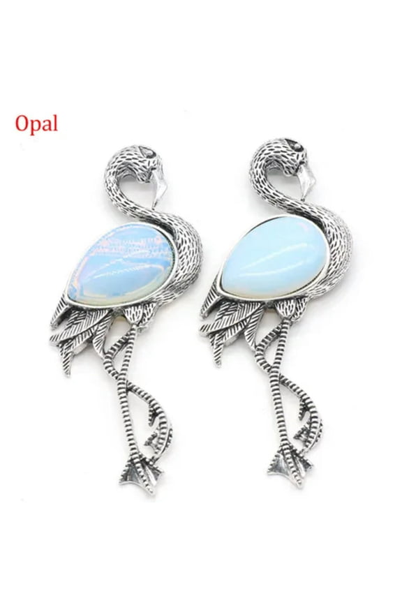 1pc Crystal Flamingo Pendant Brooch Pin Chakra Agate Stone Skull Animal DIY Gift