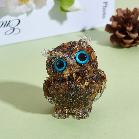 1pc Crystal Owl Figurine Collectible Crystal Owl Glass Figurine Crystal Owl Figurine Ornament for Home Office Decor Gifts Owl Lovers Brown 60x51x43mm