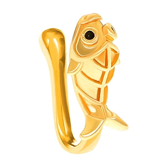 1pc Cubic Zirconia Ladder Shape Clip on Nose Rings Brass Nose Cuff Non Piercing Jewelry for Women Men Fish 12mm