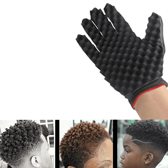 1pc Curly Sponge Gloves, Magic Curly Hair Scissors Curly Hair Twist Sponge Glove Brush, Black Hair Brush Sponge Mens Curly Hair Africa Natural Hair Ladies Gifts,Christmas Decorations,Christmas Gifts