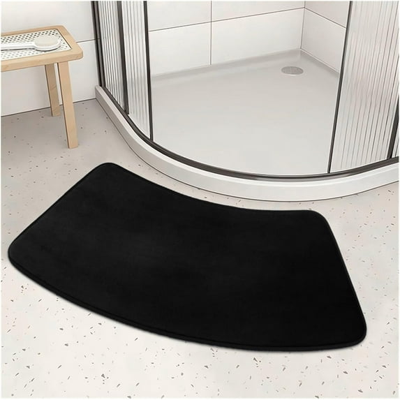 1pc Curved Bath Mat Bathroom Floor Mat Solid Soft Carpet Shower Rug Quick Dry Absorbent Foot Mat Toilet Curved