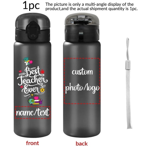 1pc Custom Back to School 780ml/26oz Plastic Water Bottle, Outdoor Sports Travel Cup, Ideal as Holiday Gifts for Teachers
