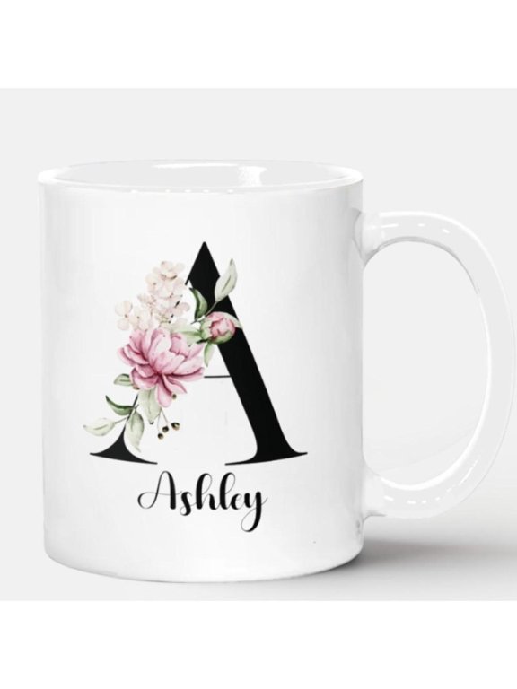 1pc Custom Initials Coffee Mug Personalized Floral Letter Women s Tea Cup Holiday Present Special Occasion Decorative Drinkware Stylish Coffee Cup Dur