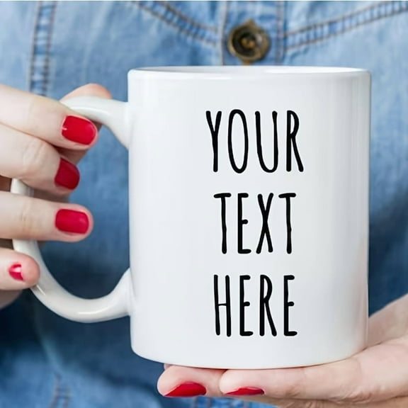 1pc, Custom Mug, Personalized Mug, Large Mug, Personalized Ceramic Coffee Or Tea Mug, Custom Text, Name, Or Photo Mug, 11oz White Mug