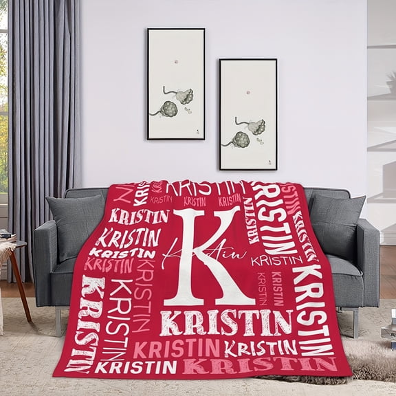 1pc Custom Personalized Name Fleece Blanket, Soft Warm Unique Pattern Throw, All-Season Versatile Blanket for Napping, Sofa, Office & Camping, Ideal Gift for All Occasions
