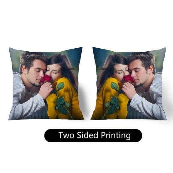 1pc Custom Photo Pillow Cover - Soft Micro Minky Polyester, Zip Closure, Unique Home Decor Gift for Birthdays, Mother'S Day, Father'S Day, Christmas, Thanksgiving, Valentine'S Day (Cushion Only), Rom