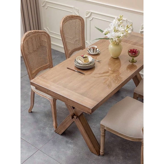 1pc Customizable Size Transparent Pvc Table Mat With Rounded Corner Design, Waterproof, Oilproof And Heat Resistant, Preventing Liquid Penetration, Anti-Scratch