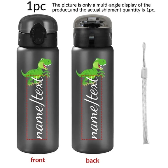 1pc Customized Cartoon Sports Water Bottle, 26oz Outdoor Travel Leakproof Plastic Water Bottle with Rope Back-to-School Gifts