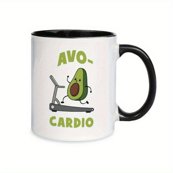 1pc Cute Avocado Shaped Reusable Coffee Mug 11oz Durable Black Cup Hot Cold Drinks Avocado Design Gym Office Travel Birthday Holiday Gifts Avocado Pit Lid Playful Avocado Themed Cu