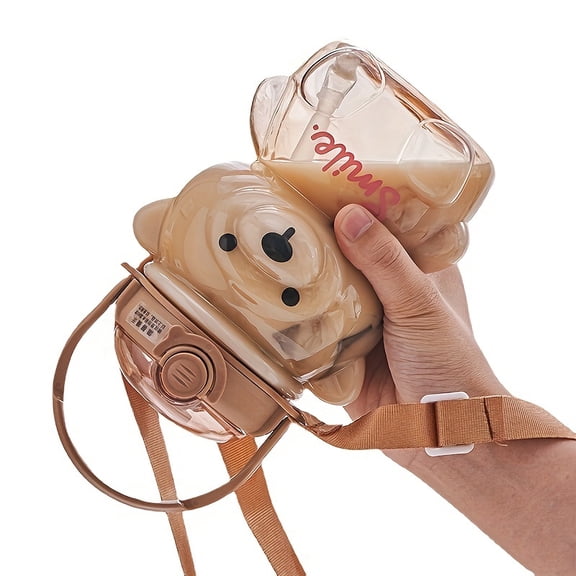 1pc Cute Bear Mug 33.81oz Straw Cup