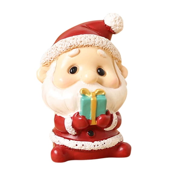 1pc Cute Cartoon Christmas Animals Resin Ornaments,Creative Home Figurines,Xmas 3D Animals Father Christmas Elk DIY Cake Topper Landscape,Home Living Room Bar Cafe Decor Ornament(Santa)