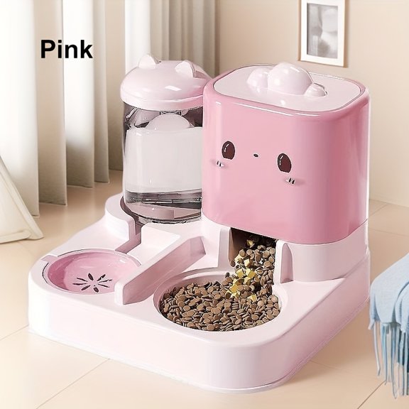 1pc Cute Cartoon Cloud Cat Ear Pet Feeder and Waterer, Dual Compartment, Uncharged, No Battery Required, Essential for Home and Travel, Suitable for Cats and Small Dogs
