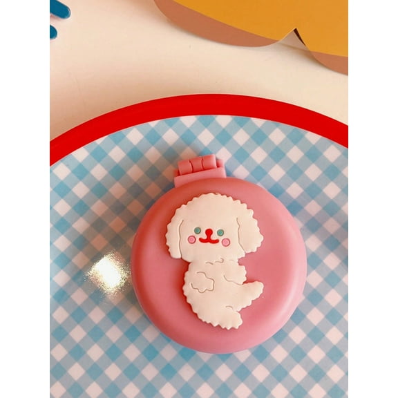 1pc Cute Cartoon Pattern Plastic Circular Folding Comb Mini Portable Multifunction With Mirrors