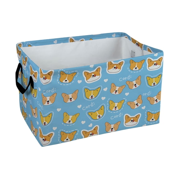 1pc Cute Corgi Dog Face Pattern Storage Baskets Storage Boxes Home Decor Storage Clothes Organization And Storage Home Decor Storage Holiday Gifts,Organizer For Toys,Books,Laundry Basket