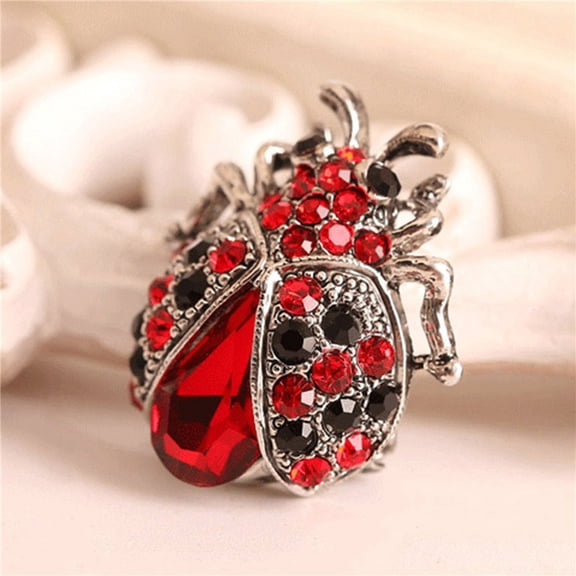 1pc Cute Ladybug Beetle Alloy Brooch Inlaid Shiny Rhinestone Animal Theme Brooch Jewelry Accessories