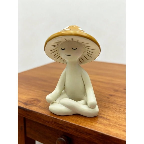 1pc Cute Meditation Sitting Yoga Mushroom Desktop Decor,